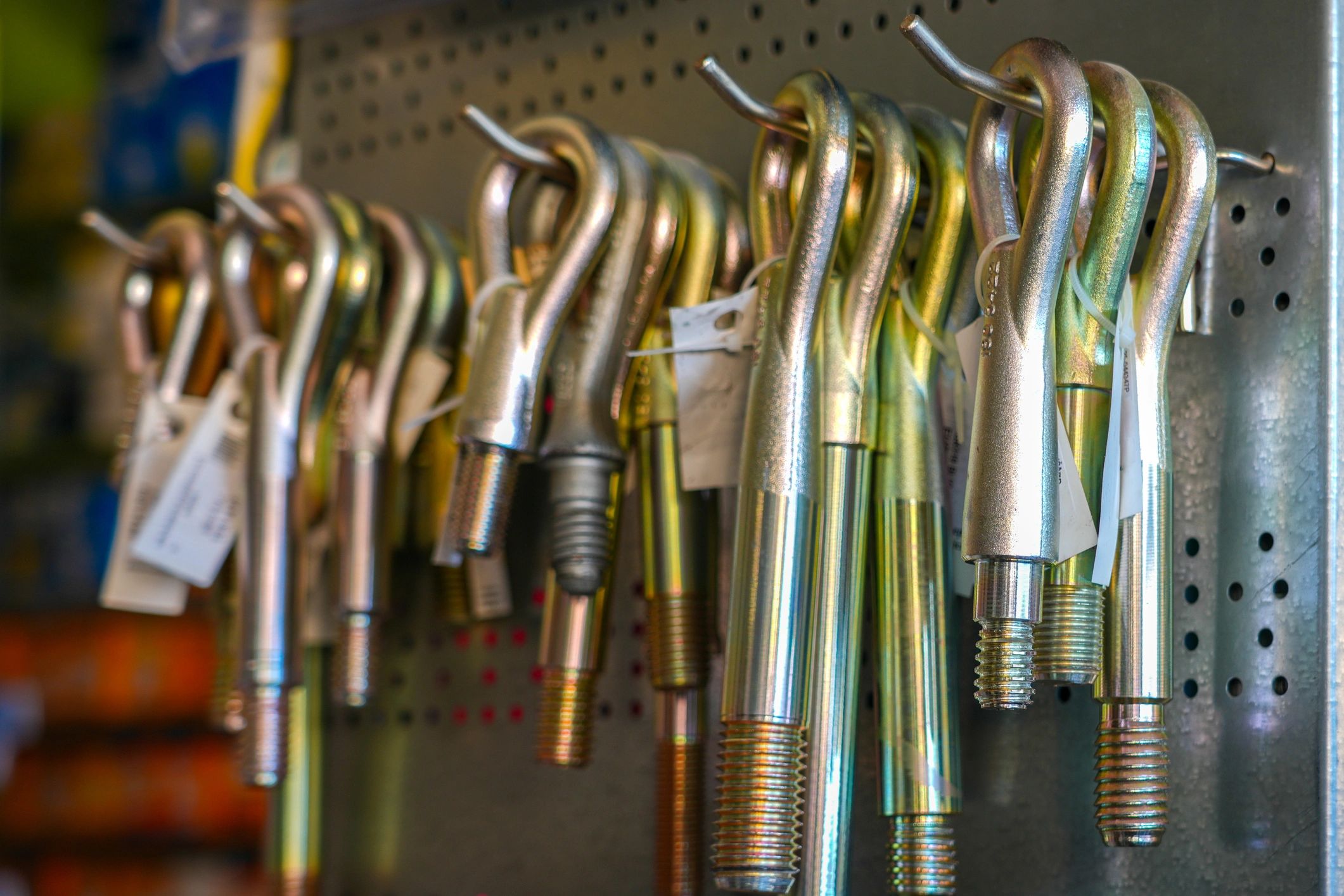 Construction hardware and fasteners on display